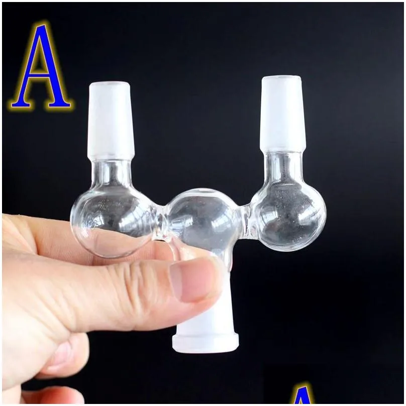 4 style adapter hookahs 14mm 18mm male to twin female drop down dropdown double adapter glass bong