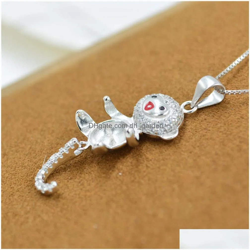 pearl necklace pendant support s925 pure silver pearl pendant diy necklace silver accessories micro zircon wholesale dz053