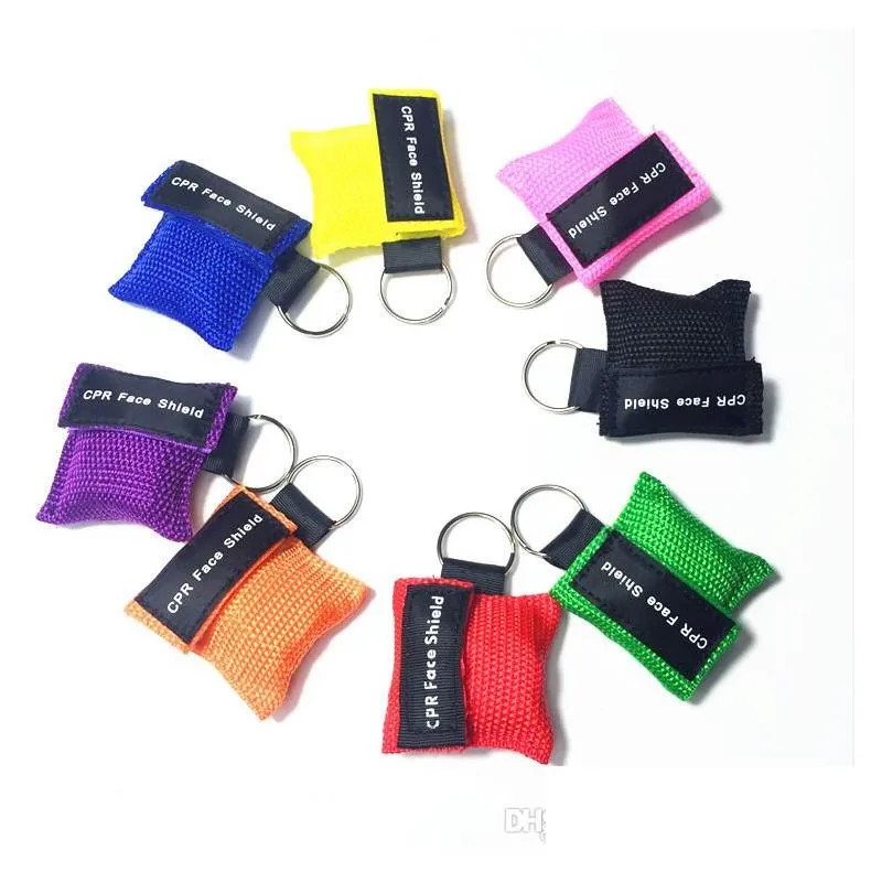 new cpr resuscitator mask keychain emergency face shield first help cpr mask for health care tools 8 colors