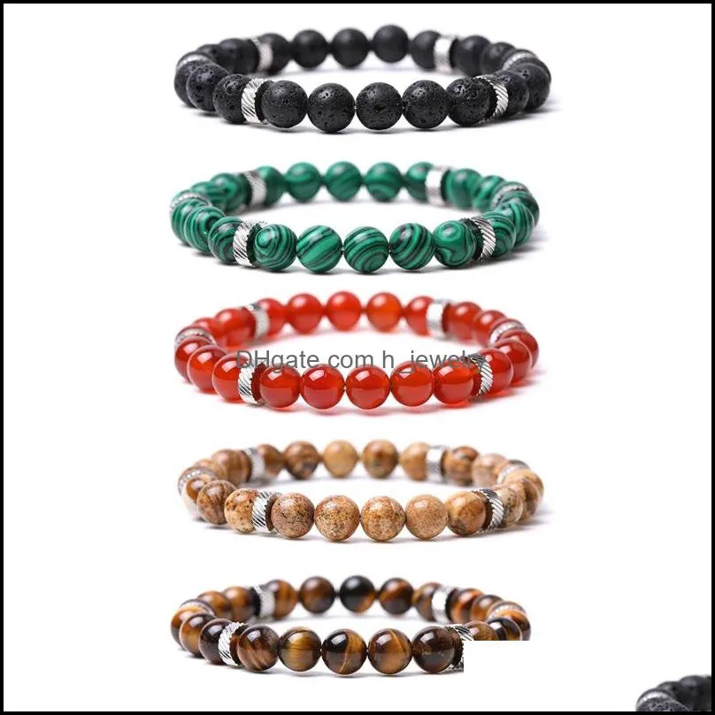 stainless steel spacer charms stone beads bracelet lover handmade men energy stones couple bangles buddha yoga bracelets jewelry