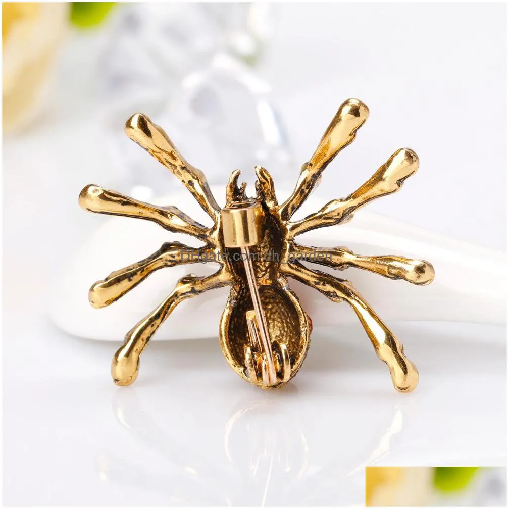 wholesale womens crystal big spider pin brooch pendant halloween costume jewelry accessories women animal brooch shipping