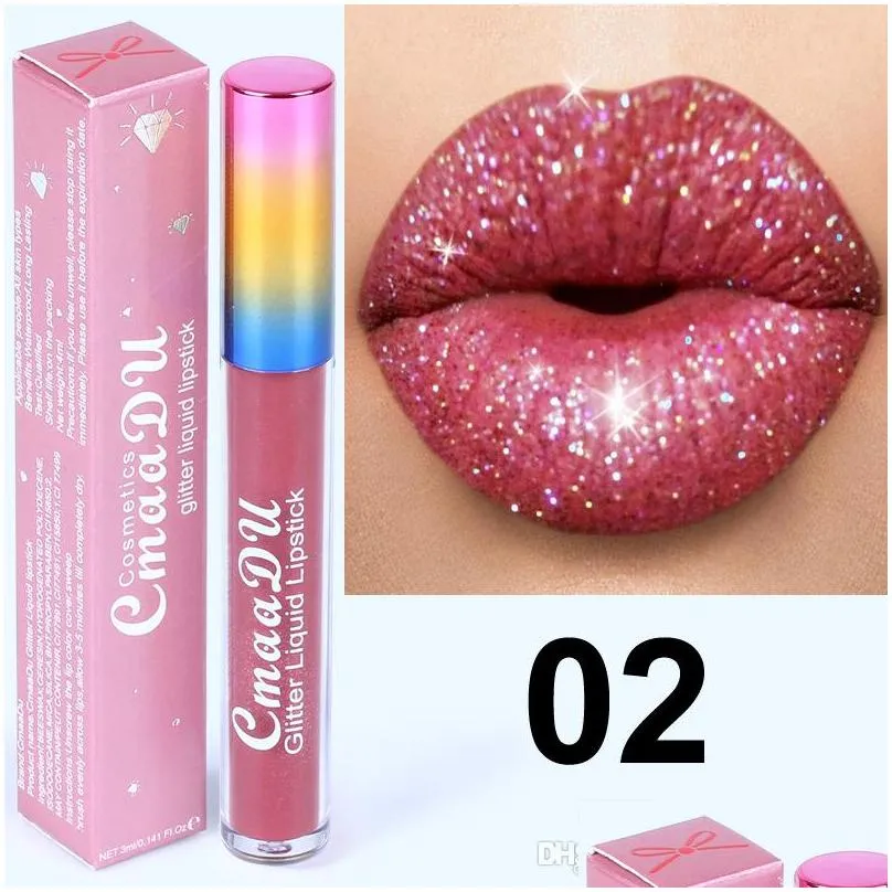 cmaadu glitter flip lip gloss velvet matte lip tint 6 colors waterproof long lasting diamond flash shimmer liquid lipstick