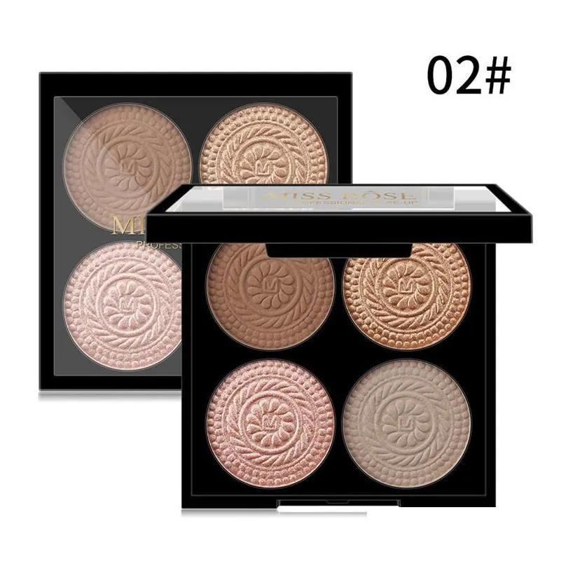 miss rose 4 color matte shimmer eyeshadow palette diamond glitter waterproof pigment highlighter eye shadow powder eye makeup