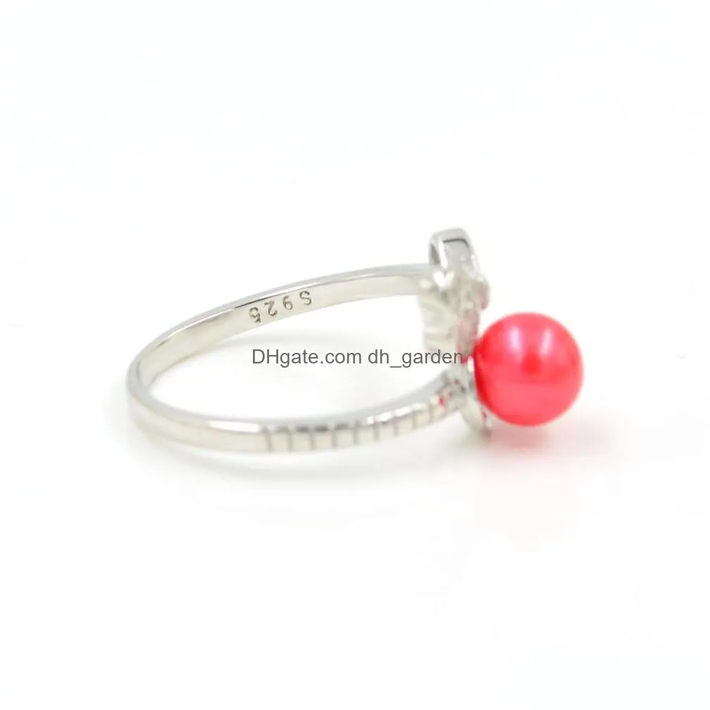 s925 sterling silver ring fittings sterling silver pearl ring empty bracket diy movable mouth adjustable bow ring ps4mjz032