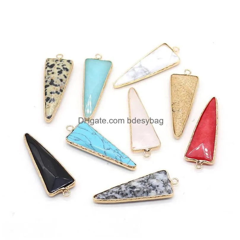 charms natural stone pendant pointed triangle shield faceted for jewelry diy necklace bracelet earring accessories making