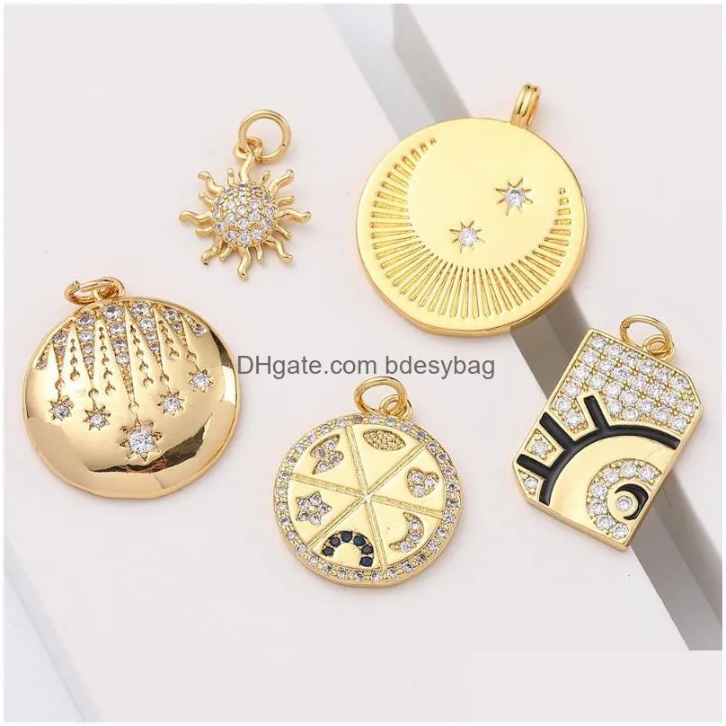 charms sun pendant for jewelry making moon star butterfly diy necklace bracelet make gold copper zircon pendantcharms