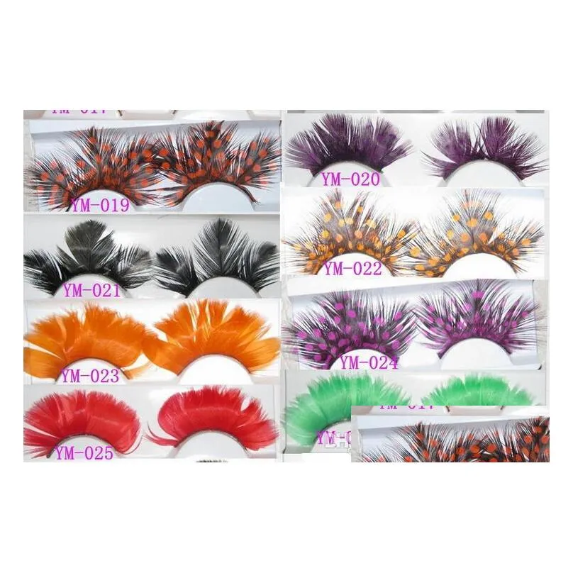 fashion colors cosplay feather false eyelashes party costumes fake eye lashes makeup tools feather eyelashes extension