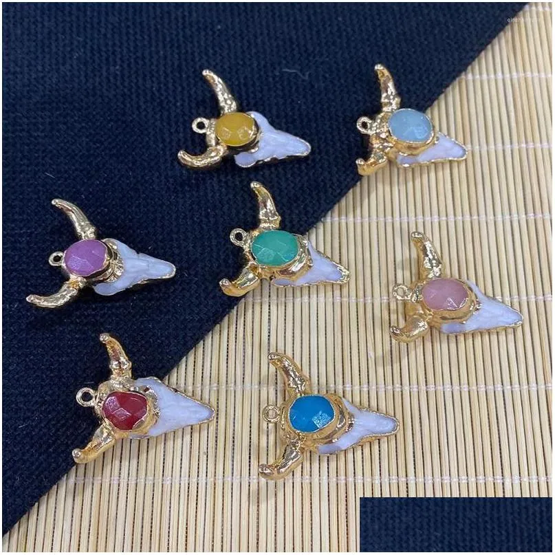 charms animal bull head resin semiprecious stone pendant for diy jewelry making necklace and bracelet accessories size 26x30mm