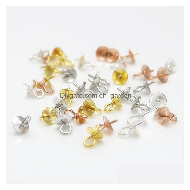 wholesale s925 sterling silver beads caps pearl pendant connector diy 4mm handmade cap findings parts plating gold ps8a003