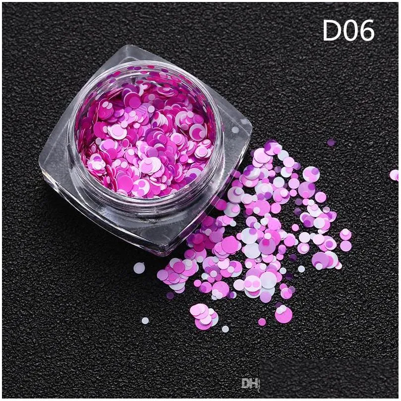 beauty color mixed nail art glitter sequins round shape nail glitter stickers bling effect nail art decoration