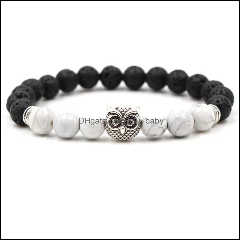 owl charms chakras stone beaded strands bracelet lava beads  oil diffuser bracelets energy yoga bracelet for men lulubaby