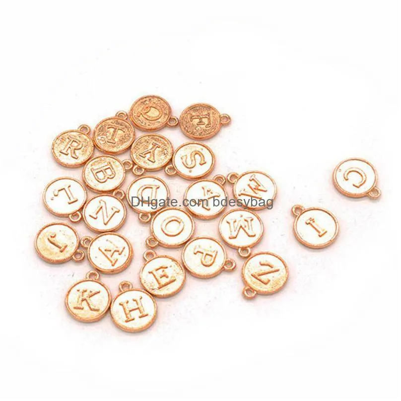 charms retro alloy round shape 26 english letters alphabet slide capital charm pendant diy bracelet jewelry making gift 55kacharms