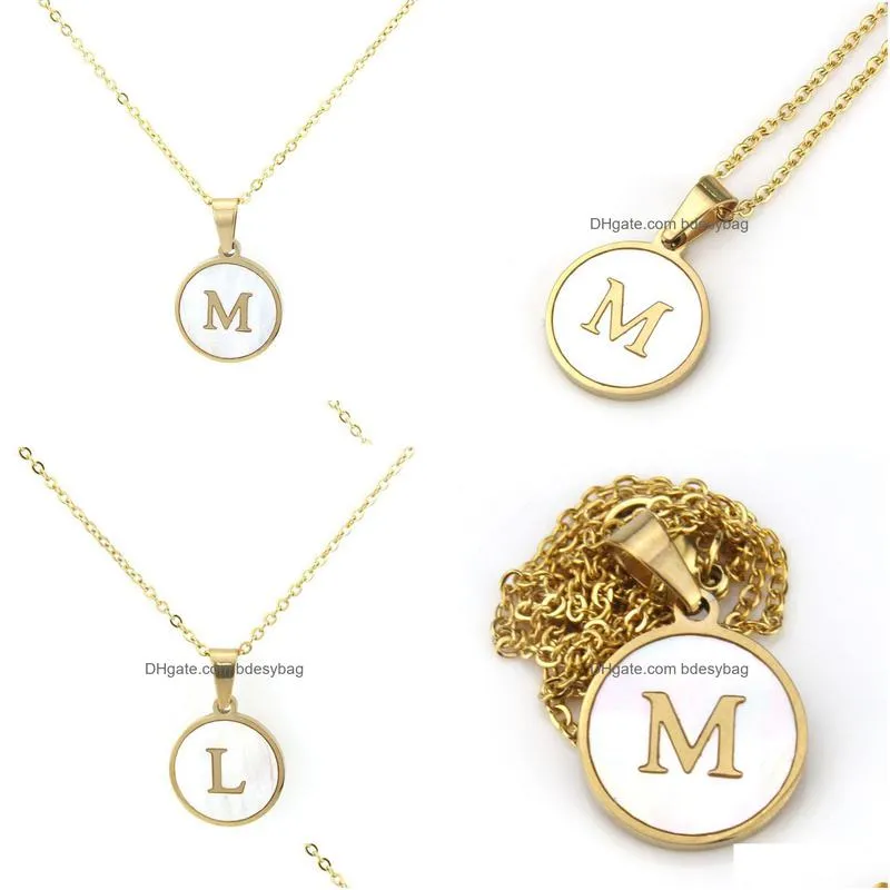 charms funmode trendy stainless steel alphabet pendant necklace for women dress jewelry accessories letter wholesale fn173