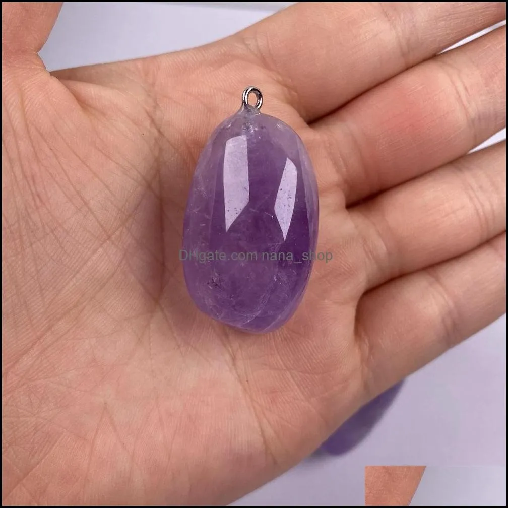 natural stone irregular 2050m amethyst charms crystal pendant for women jewelry making necklace