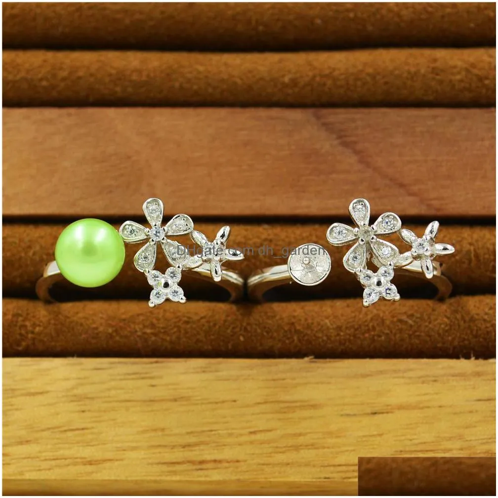 s925 sterling silver ring accessories pearl ring bracket accessories diy flower finger ring hollow bracket fairy silver ps4mjz020