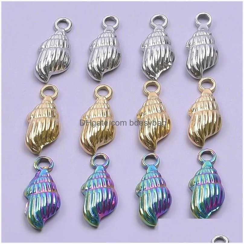 charms 5/10pcs rainbow color stainless steel pendant for diy necklace findings crafts jewelry making floating charmscharms