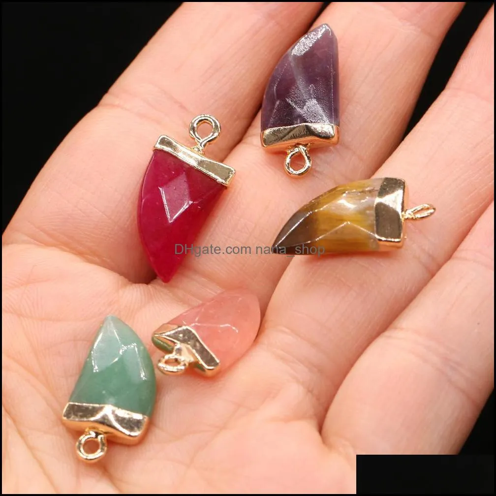 natural stone charms knife shape beads pendant rose quartz healing reiki crystal finding for diy necklaces women fashion jewelry