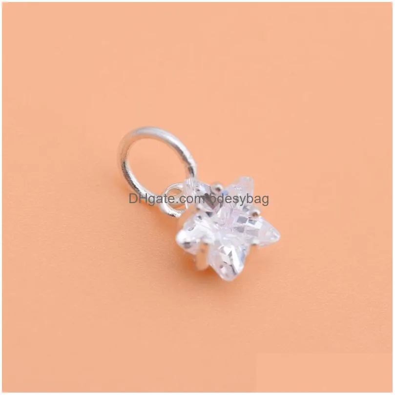charms sterling silver diamond zircon accessories mini small star pentagram pendant bracelet necklace creative handmade