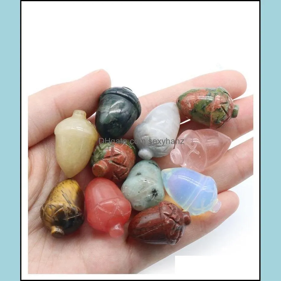 reiki healing chakra natural stone acorn ornaments quartz mineral crystal tumbled gemstone hand piece home decoration jewelry making