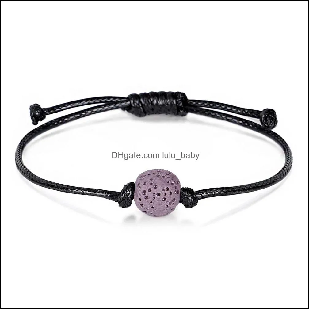 10mm colorful lava stone bead strand bracelet diy essential oil perfume diffuser black rope braided lover friendship bracelet lulubaby