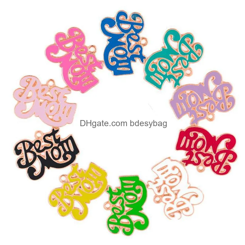 charms 10pcs drop oil aolly mom for diy jewelry making accessories