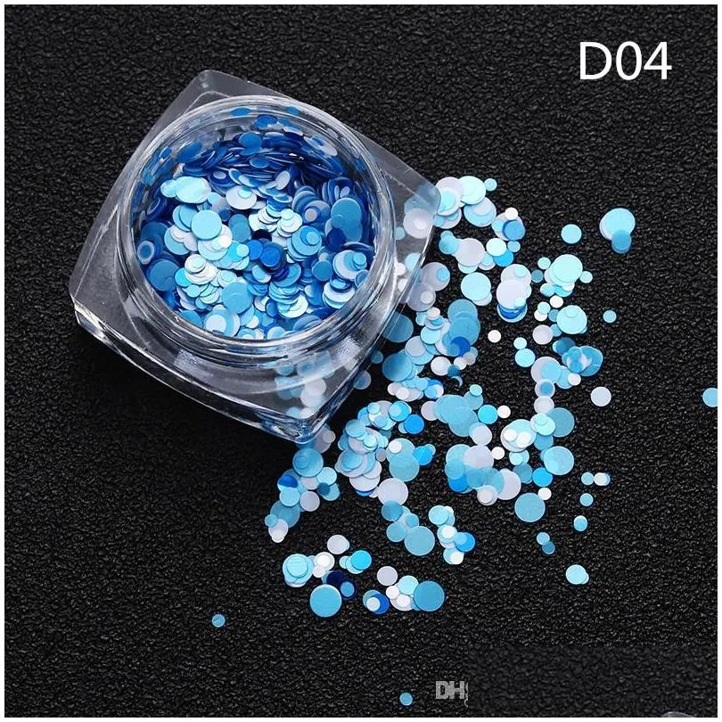 beauty color mixed nail art glitter sequins round shape nail glitter stickers bling effect nail art decoration