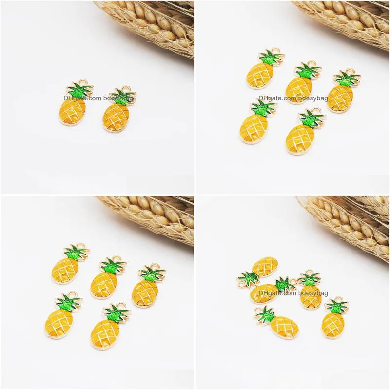 charms 20pcs/pack 11 5 24 5mm lovely fruite pineapple pendant for earrings drop alloy jewelry making findings handmade enamel