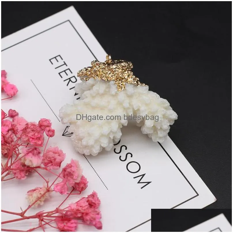 charms natural white coral shell irregular jewelry fashion pendant accessories for making diy ladies necklace earrings giftcharms