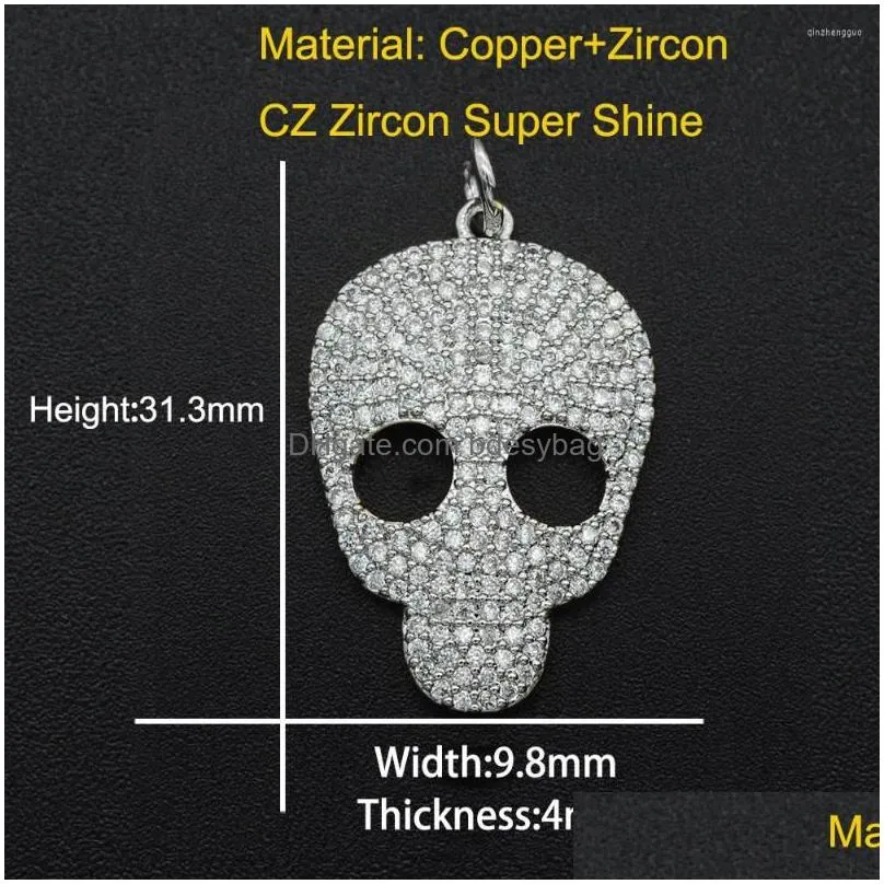 charms 31x10mm 316 rainbow cz zircon diy jewelry skull charm pendant wholesale jewellwery finding supplies jewellery accessories