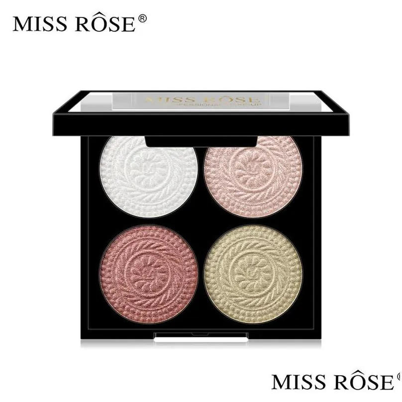 miss rose 4 color matte shimmer eyeshadow palette diamond glitter waterproof pigment highlighter eye shadow powder eye makeup