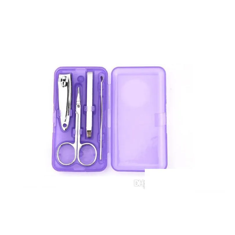 4pcs/set stainless steel nails clipper kit manicure pedicure set trimmers scissor nail art tools sets kits