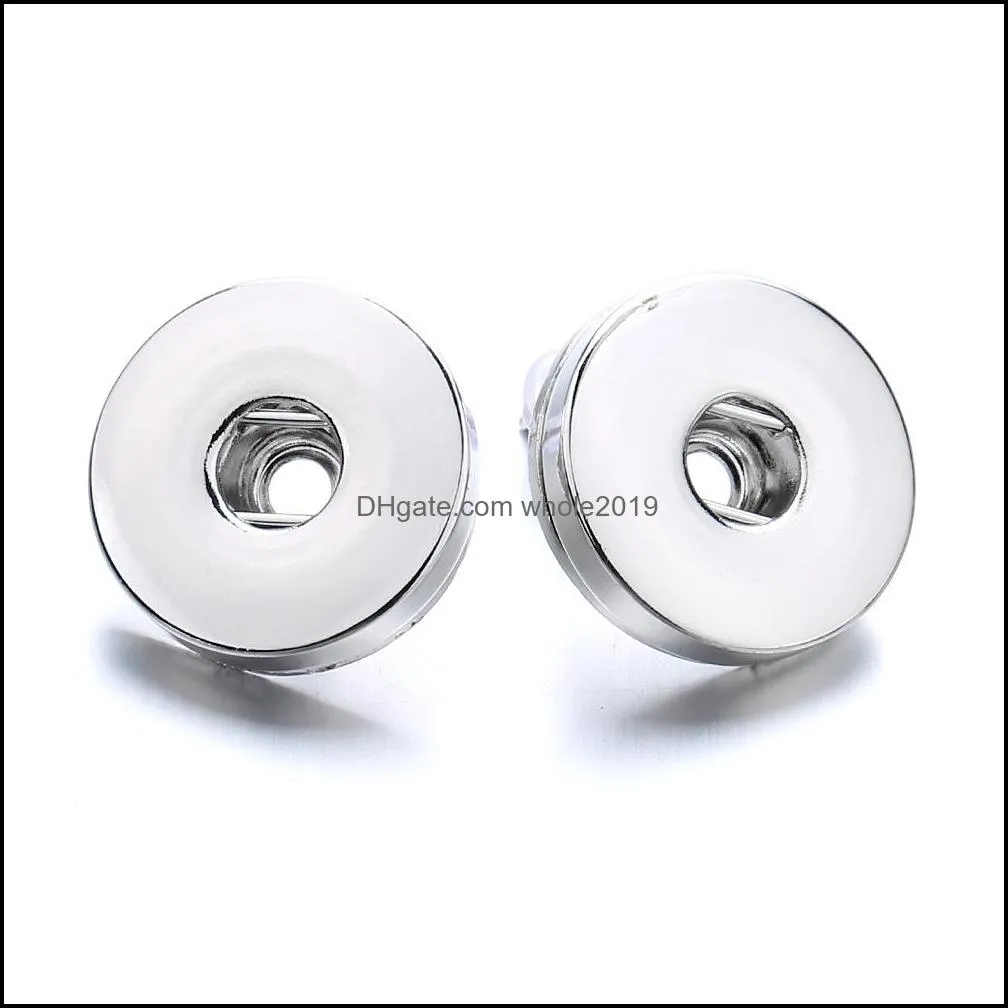 simple silver plated 12mm 18mm snap button pearl stud earrings for women men snaps buttons jewelry