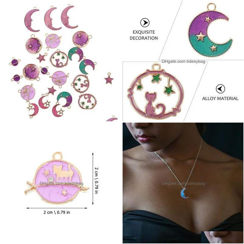 charms 24pcs alloy pendants moon star diy jewelry making ornaments