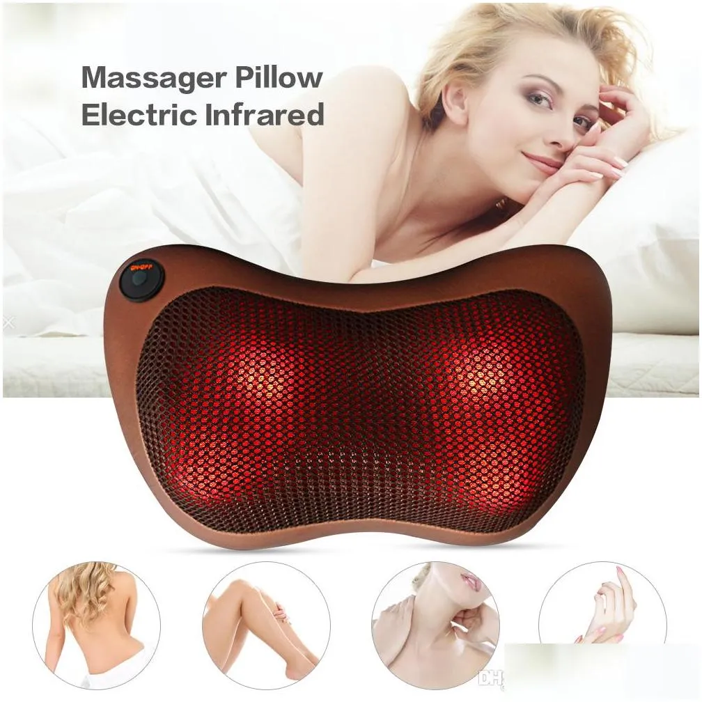 body massager pillow electric infrared heating kneading neck shoulder back body massage pillow car home dualuse massager
