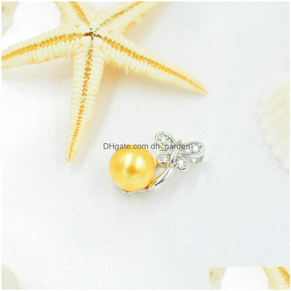 korean version of small  and simple s925 sterling silver pendant female freshwater pearl angel mount silver jewelry wholesale