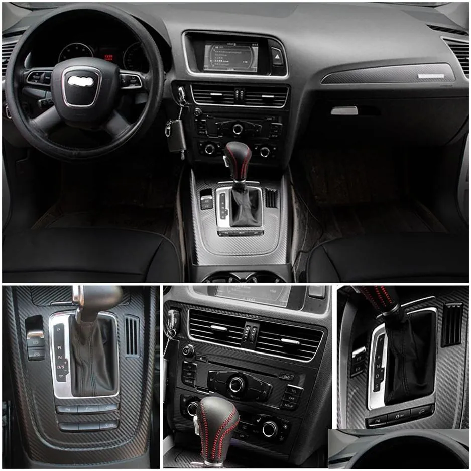 carstyling 3d/5d carbon fiber car interior center console color change molding sticker decals for audi q5 20102018