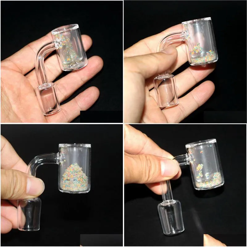 smoking accessories colorful thermochromic quartz banger nails sand color changing double banger male female 14mm 18mm bangers for glass bong dab
