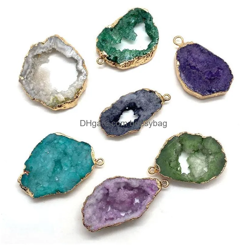 charms sevencolor natural stone amethyst pendant irregular ladies necklace bracelet earrings jewelry accessories wholesale diy gifts