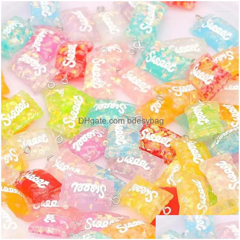 charms 10pc 17 29mm sweet candy resin pendant for earrings necklace jewelry making diy accessories