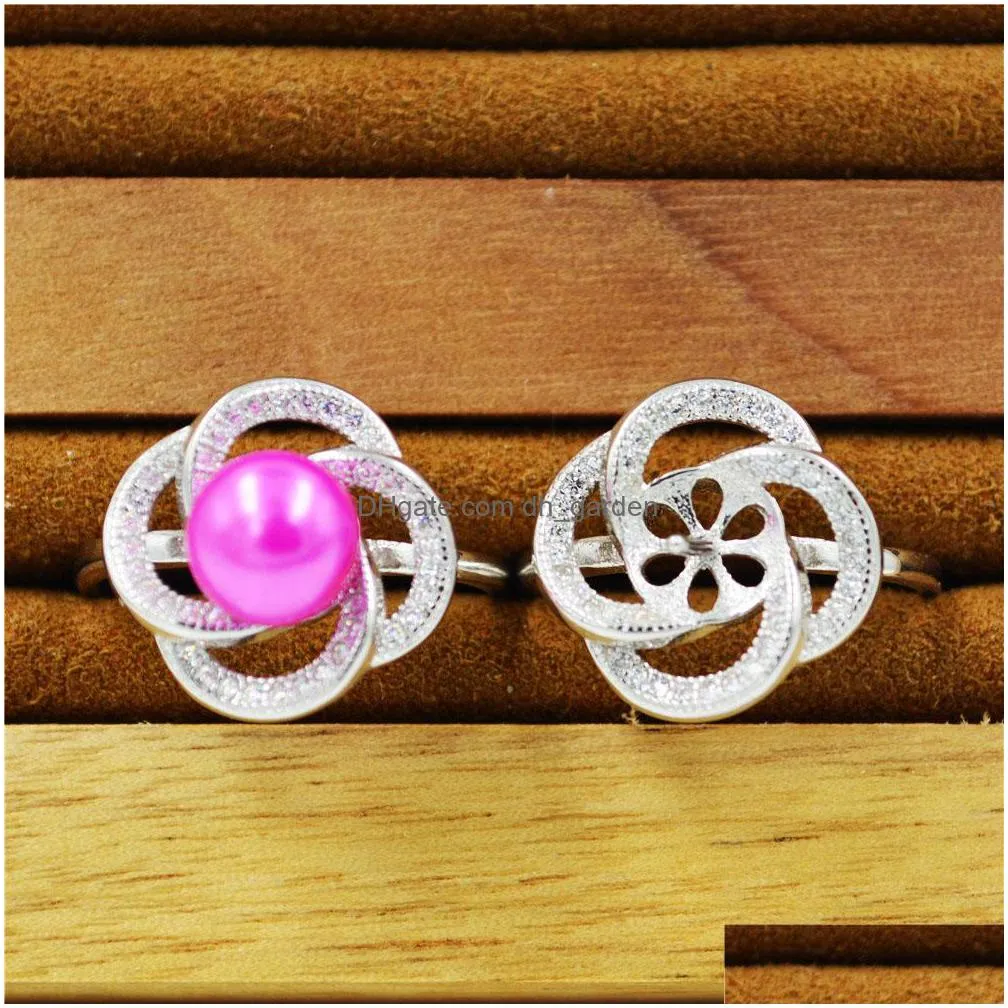 s925 sterling silver ring fittings wholesale sterling silver pearl ring mounts annular support adjustable exquisite sea spray