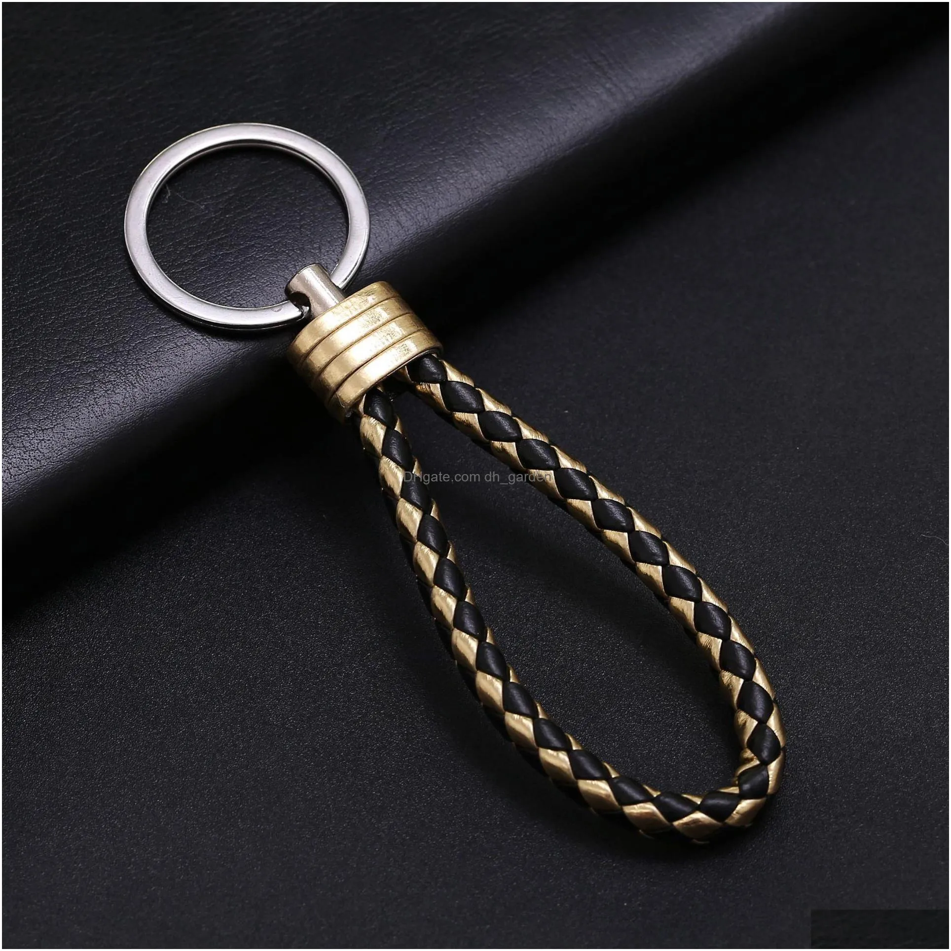 woven leather rope key chain highgrade keyring personalized creative automobile gifts wholesale