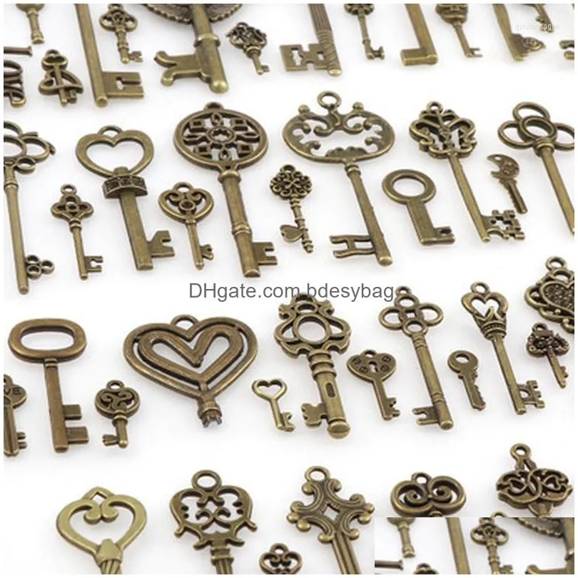 charms 10pcs vintage metal mixed keys key pendants necklace diy decoration retro handmade crafts jewelry accessories zinc alloy