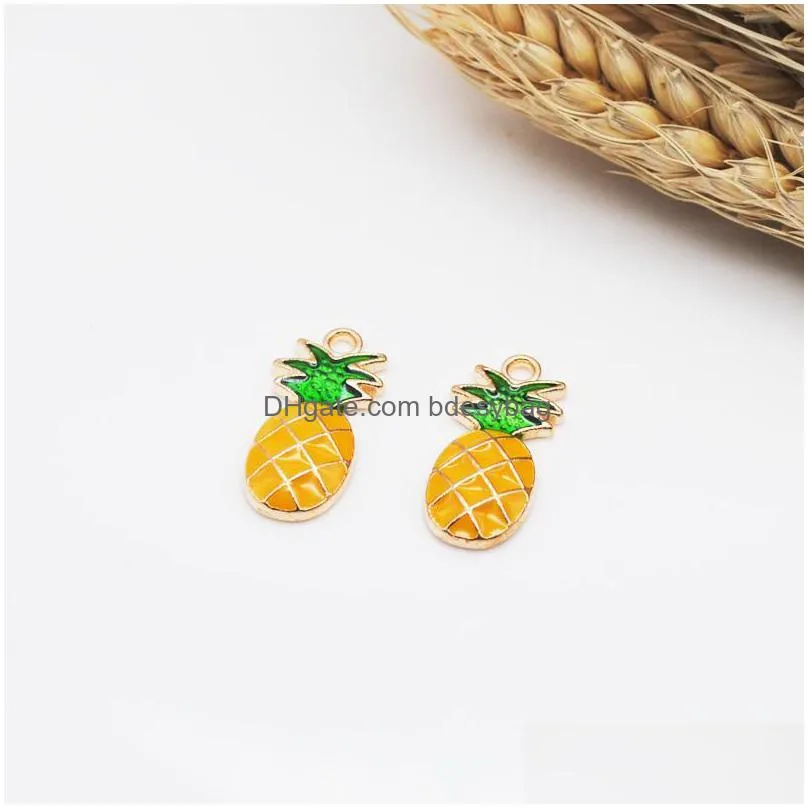 charms 20pcs/pack 11 5 24 5mm lovely fruite pineapple pendant for earrings drop alloy jewelry making findings handmade enamel