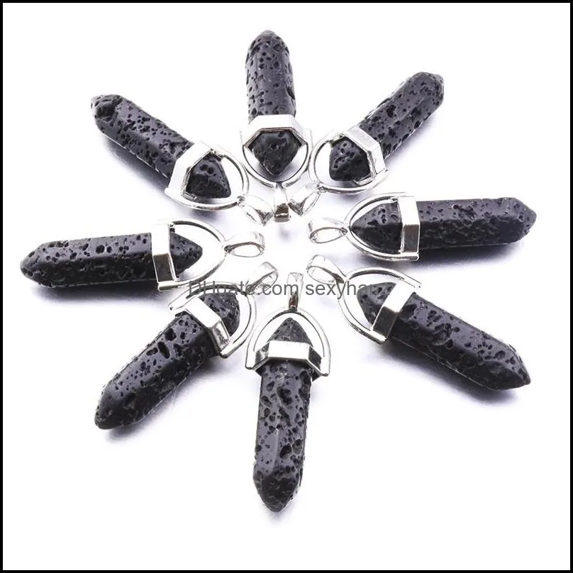 hexagonal prism black lava stone necklace aromatherapy  oil perfume diffuser pendant necklace jewelry women