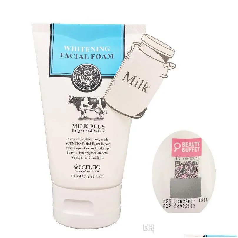 100ml beauty buffet scentio milk plus moisturizing q10 facial foam cleansers face skin care thailand brand