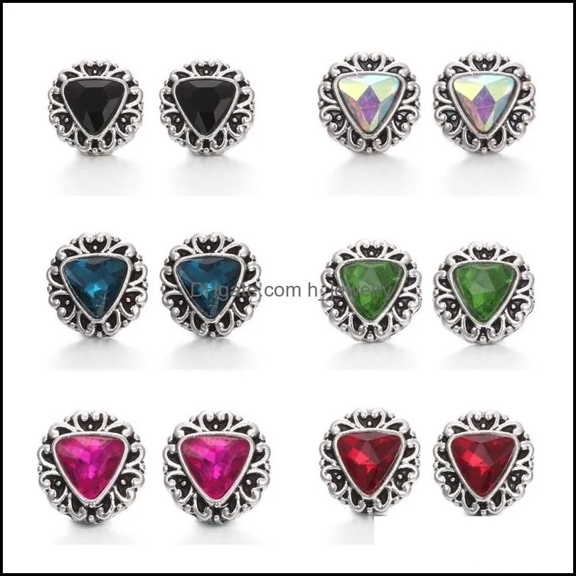 vintage noosa chunks 12mm crystal snap button jewelry triangle rhinestone snap button chunks diy bracelet rings women men party gift