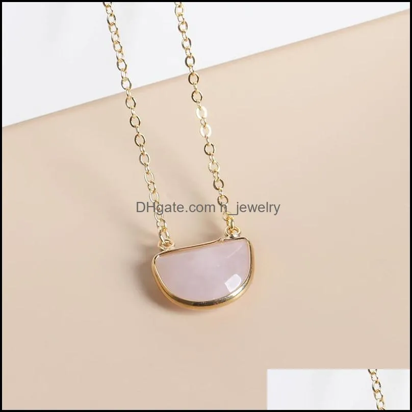 natural stone pendant druzy crystal necklace gold lucky bag style amethyst rose quartz chakra healing jewelry for women