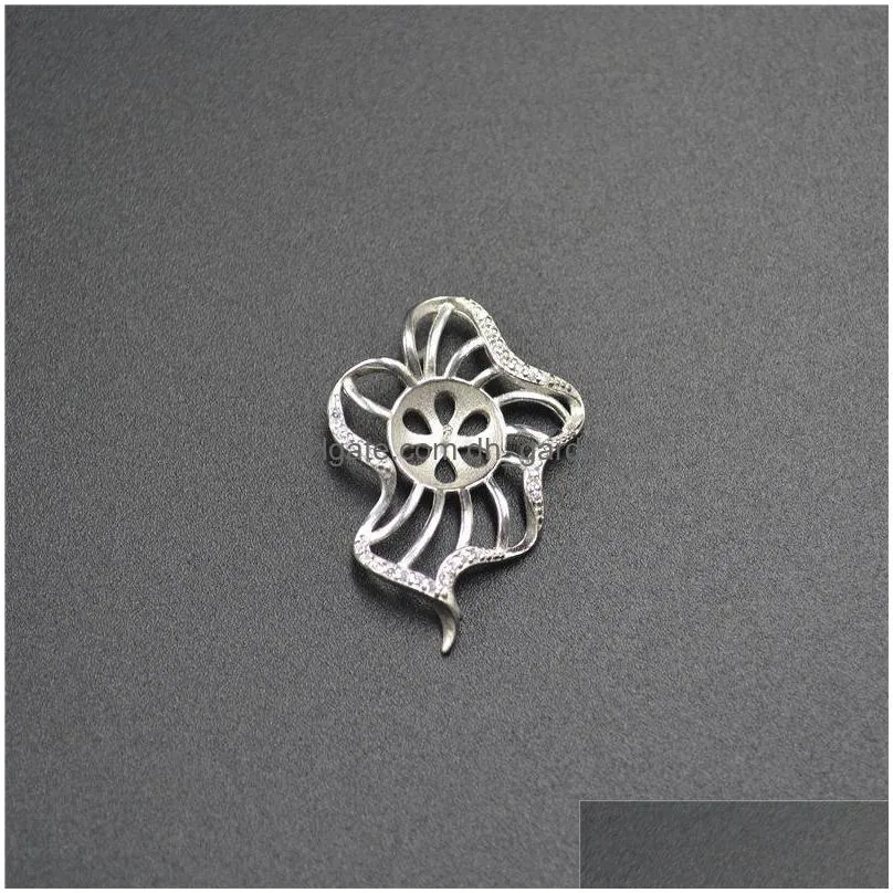 wholesale sterling silver pendant mounts with high quality whit gold plated for women jewelry making
