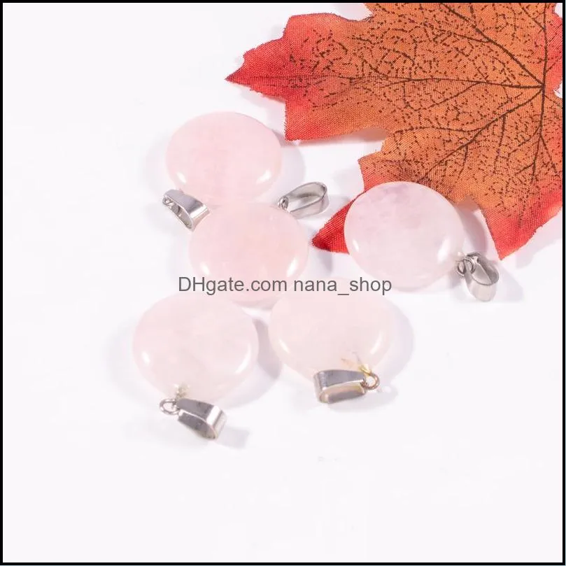 skeleton natural crystal opal rose quartz tigers eye stone charms flat round shape pendant for diy earrings necklace jewelry making