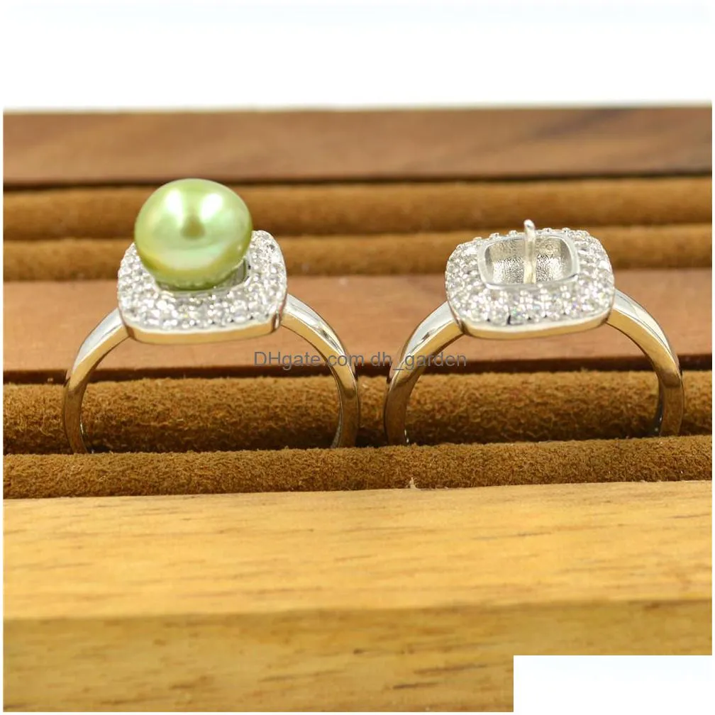 s925 silver pearl ring holding mouth adjustment pearl ring holding fittings diy square classic silver ring ps4mjz029